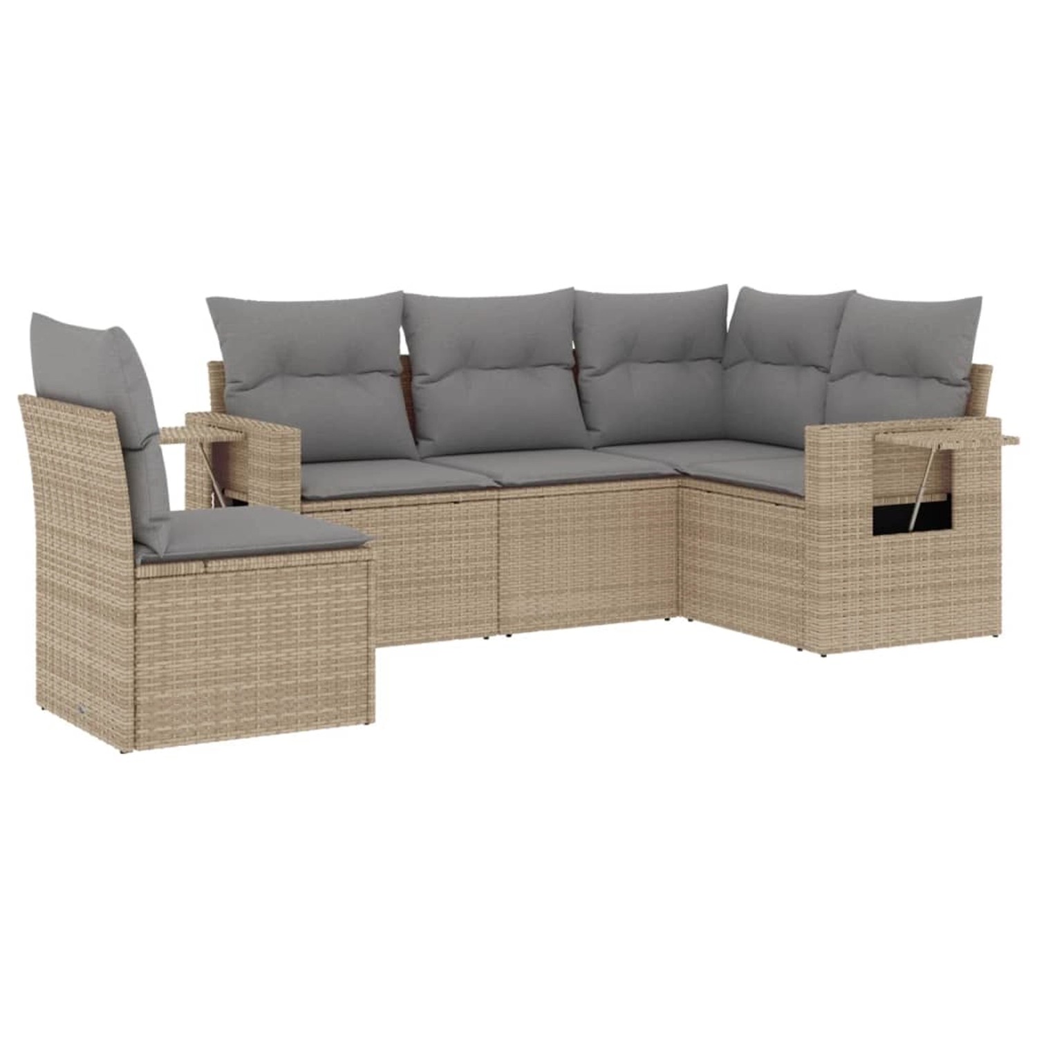 vidaXL 5-tlg Garten-Sofagarnitur mit Kissen Beige Poly Rattan Modell 163 günstig online kaufen