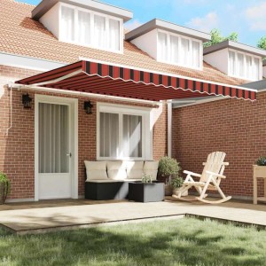 vidaXL Einziehbare Markise, orange-braun gestreift, 400x300 cm, für Terrasse & Garten.