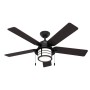 HUNTER FANS Deckenventilator Santorini mit Beleuchtung, 132 cm Durchmesser, Eisen-Gehäuse und Holz-Flügel.