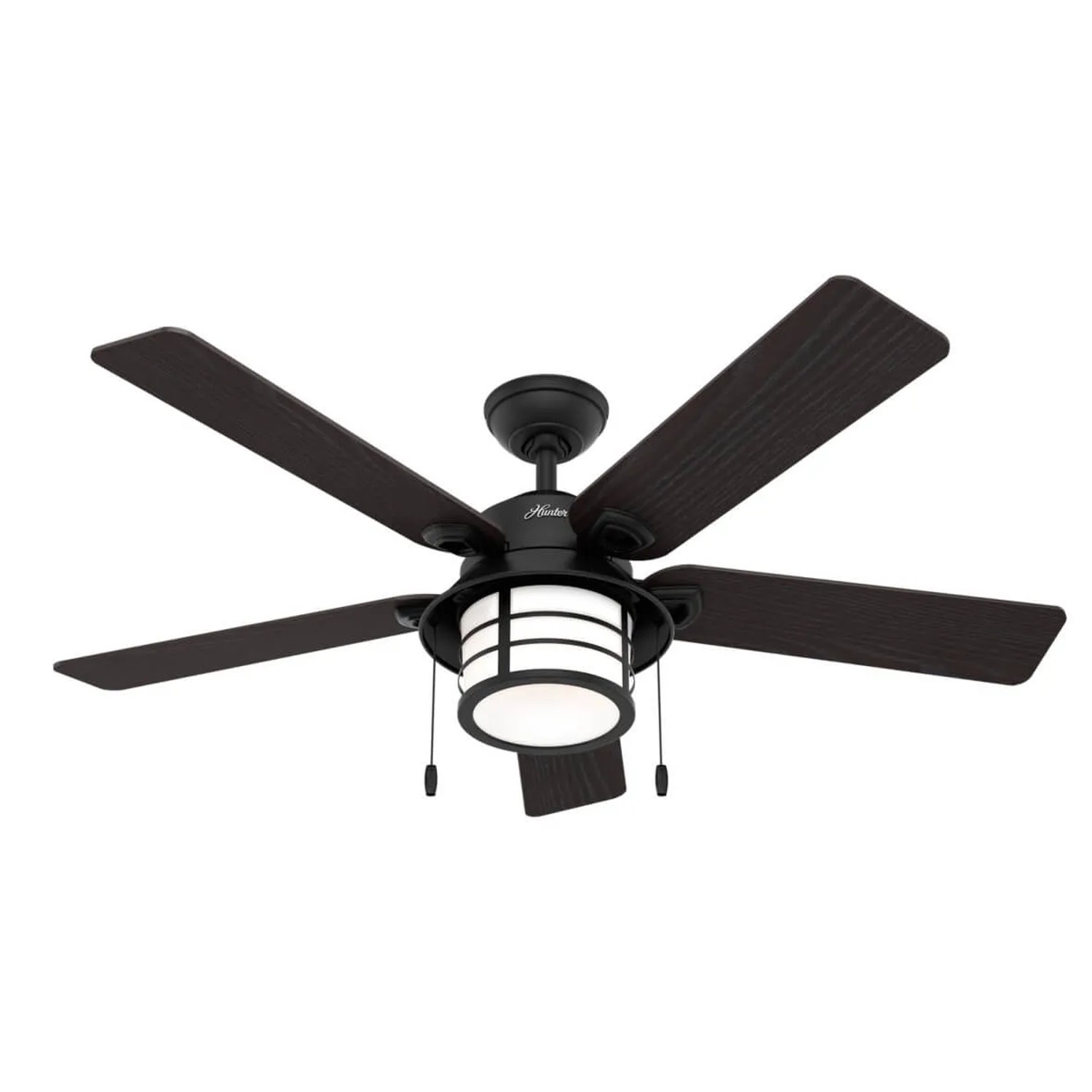 HUNTER FANS Deckenventilator Santorini mit Beleuchtung, 132 cm Durchmesser, Eisen-Gehäuse und Holz-Flügel.