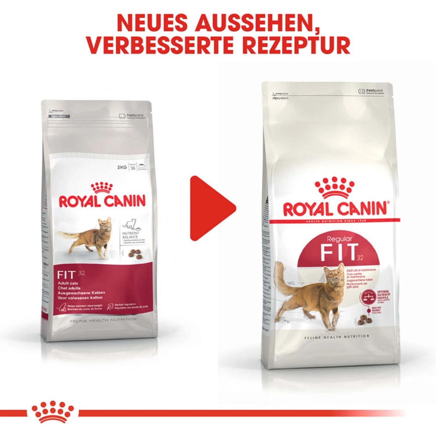 Royal Canin Fit Katzenfutter, 400g Packung, neue Rezeptur für aktive, ausgewachsene Katzen.