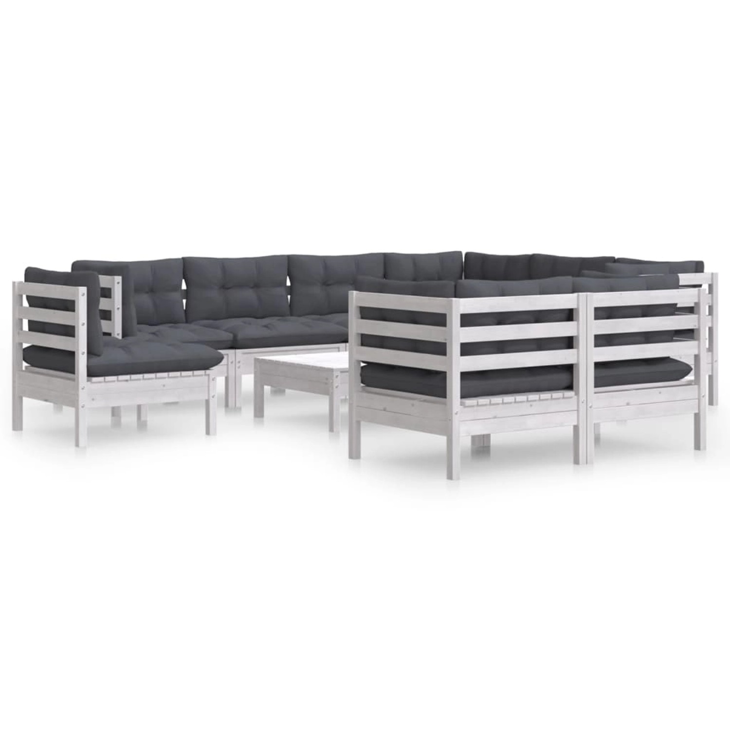 vidaXL 10-Tlg Garten-Lounge-Set mit Kissen Weiß Kiefer Massivholz 3096774 günstig online kaufen