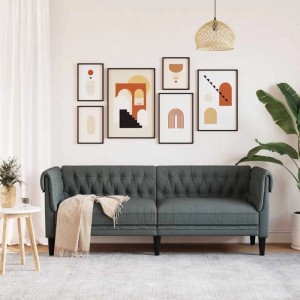 vidaXL Chesterfield-Sofa 3-Sitzer Dunkelgrau Stoff 372557