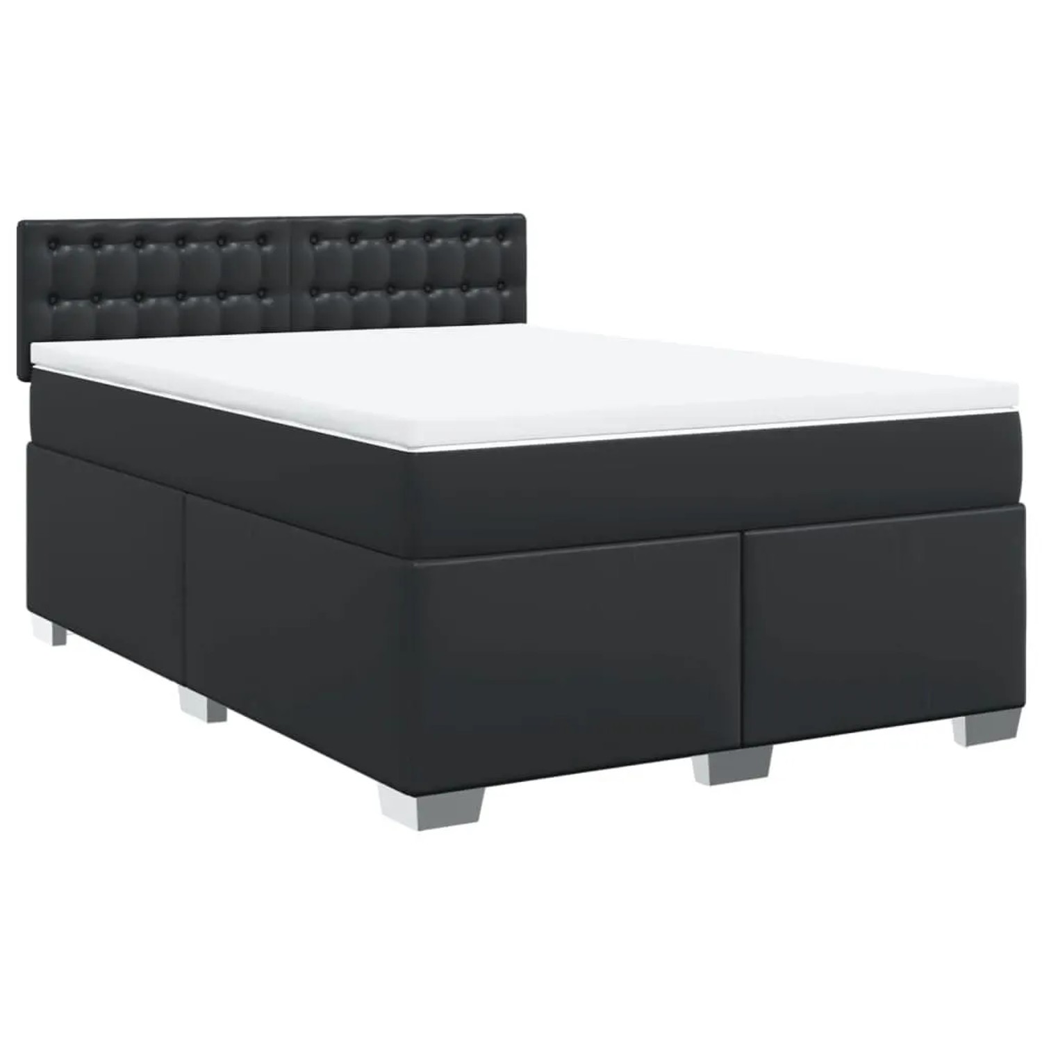 vidaXL Boxspringbett mit Matratze Schwarz 140x200 cm Kunstleder 3288424