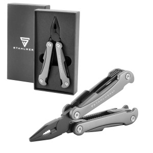 STAHLWERK Multitool mit 13 Werkzeugen, inklusive Messer und Zange, in Geschenkbox.