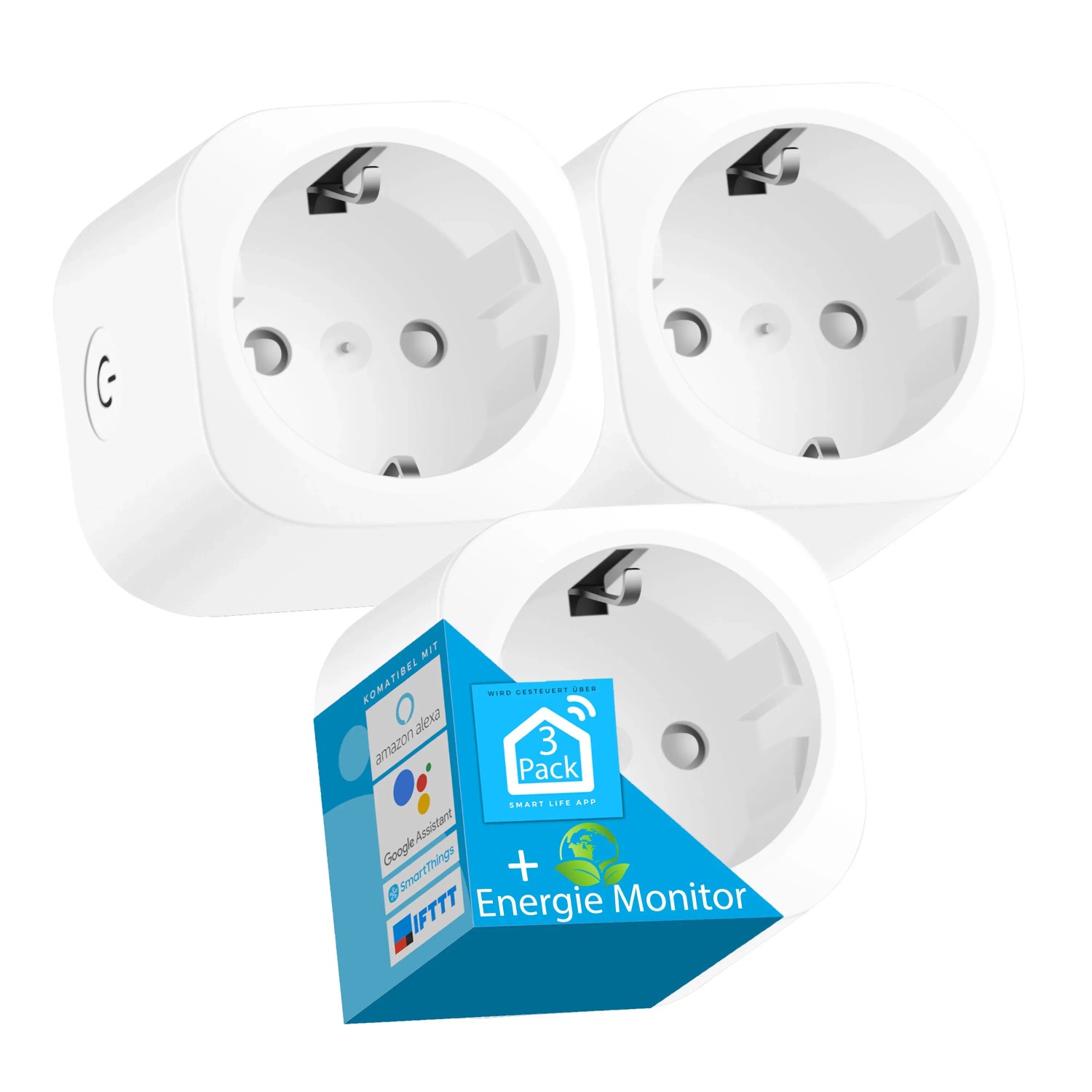 echos WLAN-Steckdose Eco-4073, max. 3680 W, Spar-Set, Steuerung per App,Alexa/ Google kompatibel,WLAN, 2.4 GHz,Max. 16A