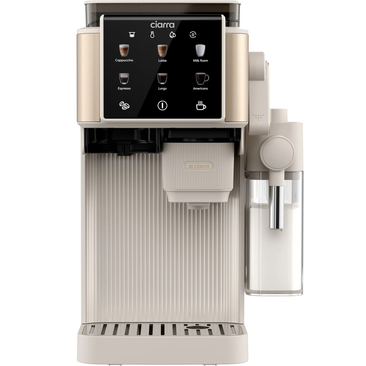 CIARRA Siebträgermaschine Espressomaschine mit Mahlwerk Milchaufschäumer 15 Bar Automatisches Tampen CBSACM-D6