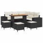 vidaXL 9-tlg. Garten-Sofa-Set aus schwarzem Rattan mit Tisch und Hockern.