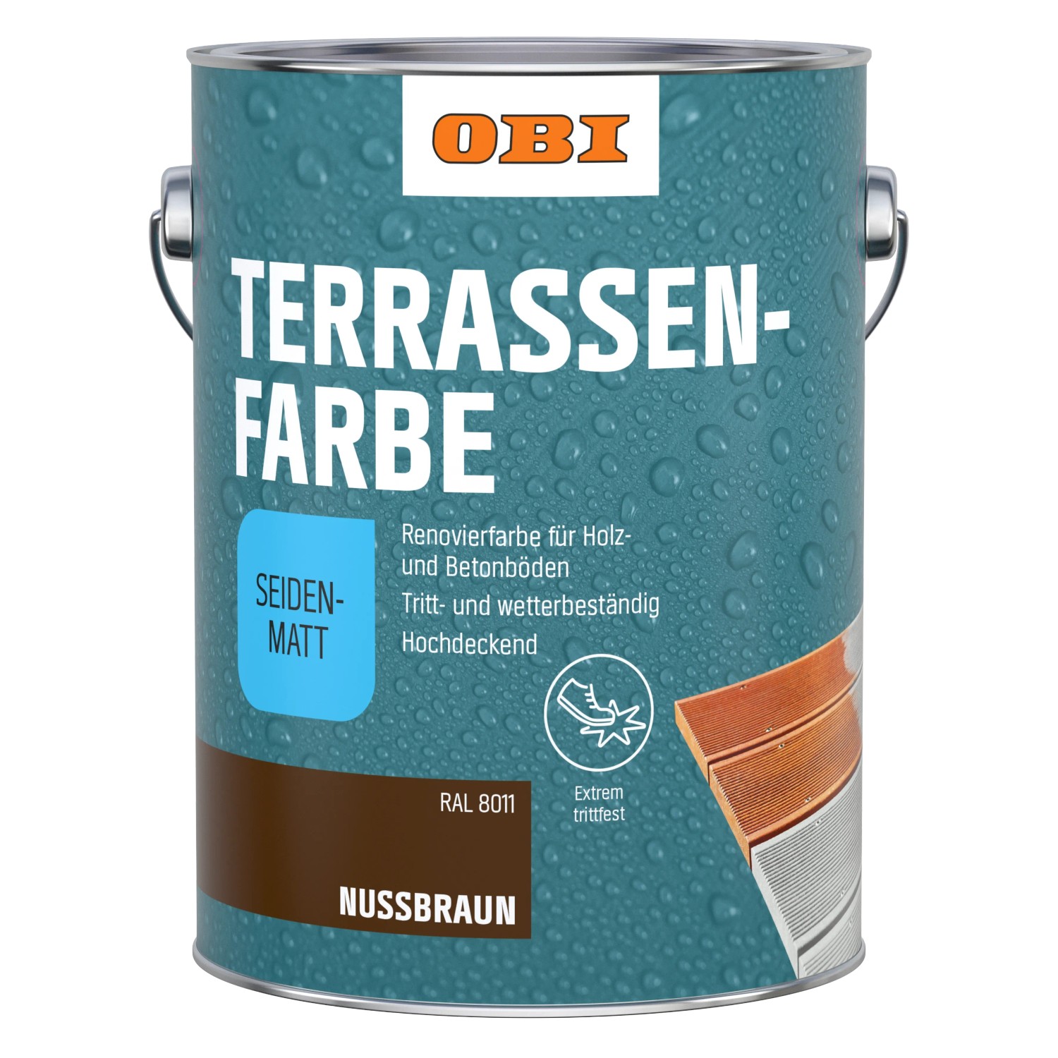 OBI Terrassenfarbe deckend 2,5, Nussbraun RAL 8011 seidenmatt
