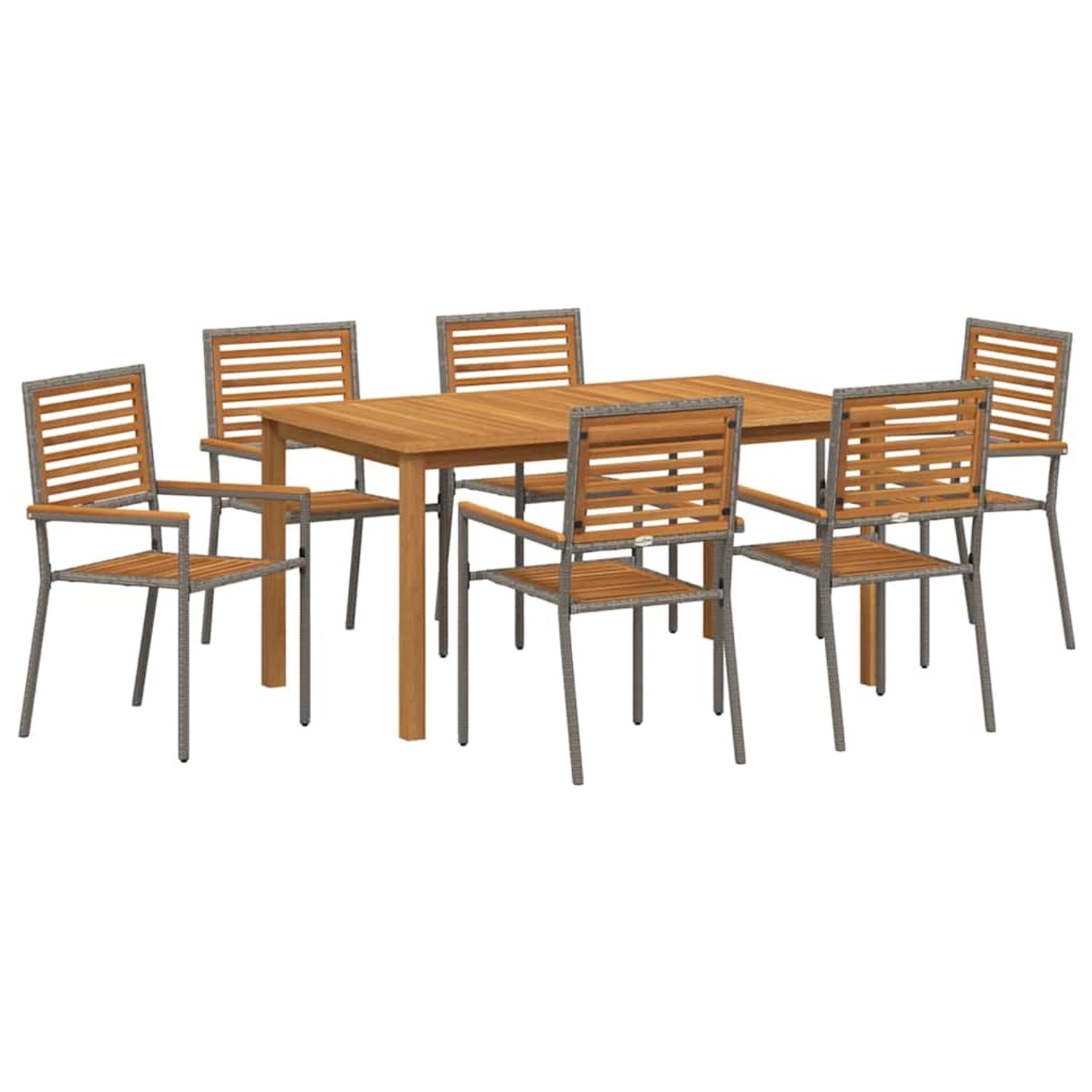 vidaXL Garten Essgruppe 7-Tlg Grau Poly Rattan 3365521 günstig online kaufen