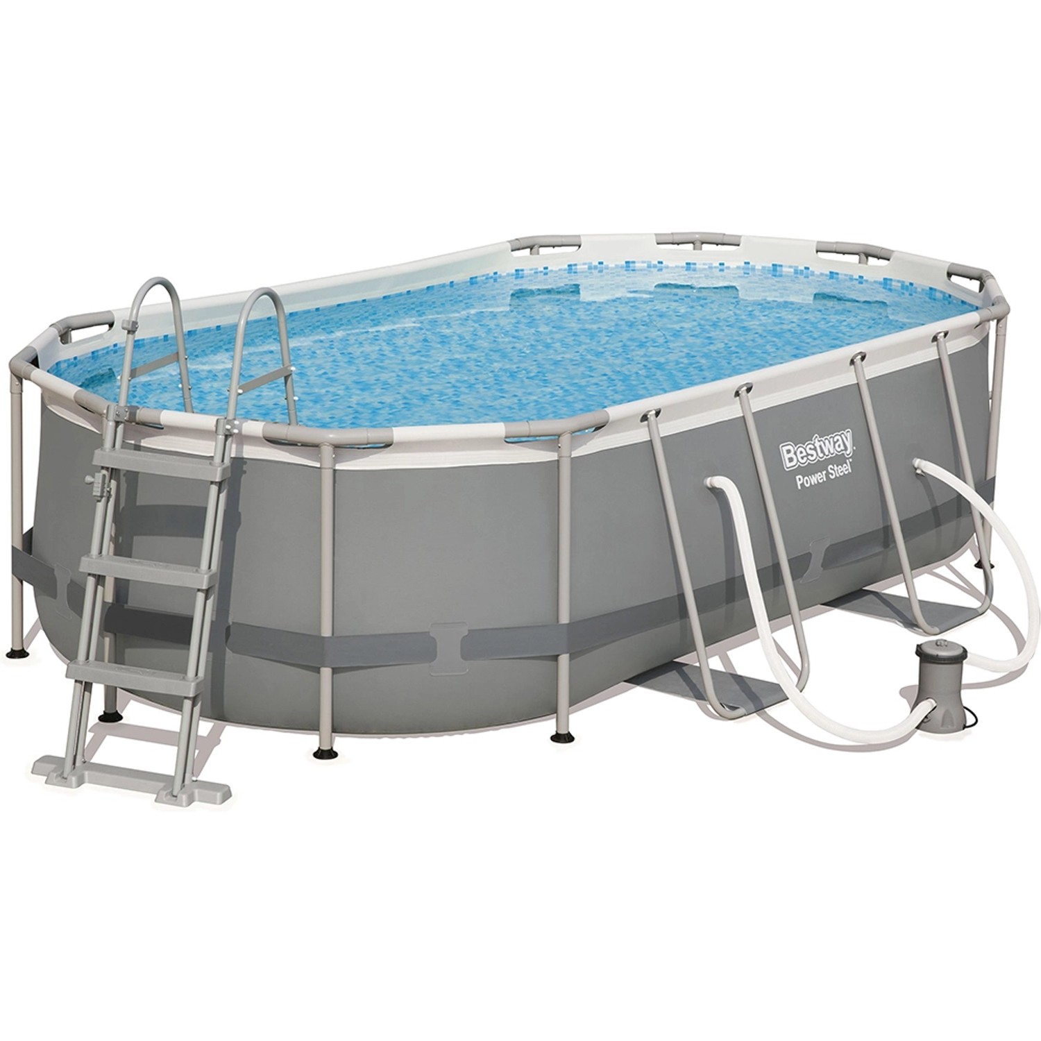 Bestway Stahlrahmenpool-Set Power Steel 427 cm x 250 cm x 100 cm Oval günstig online kaufen