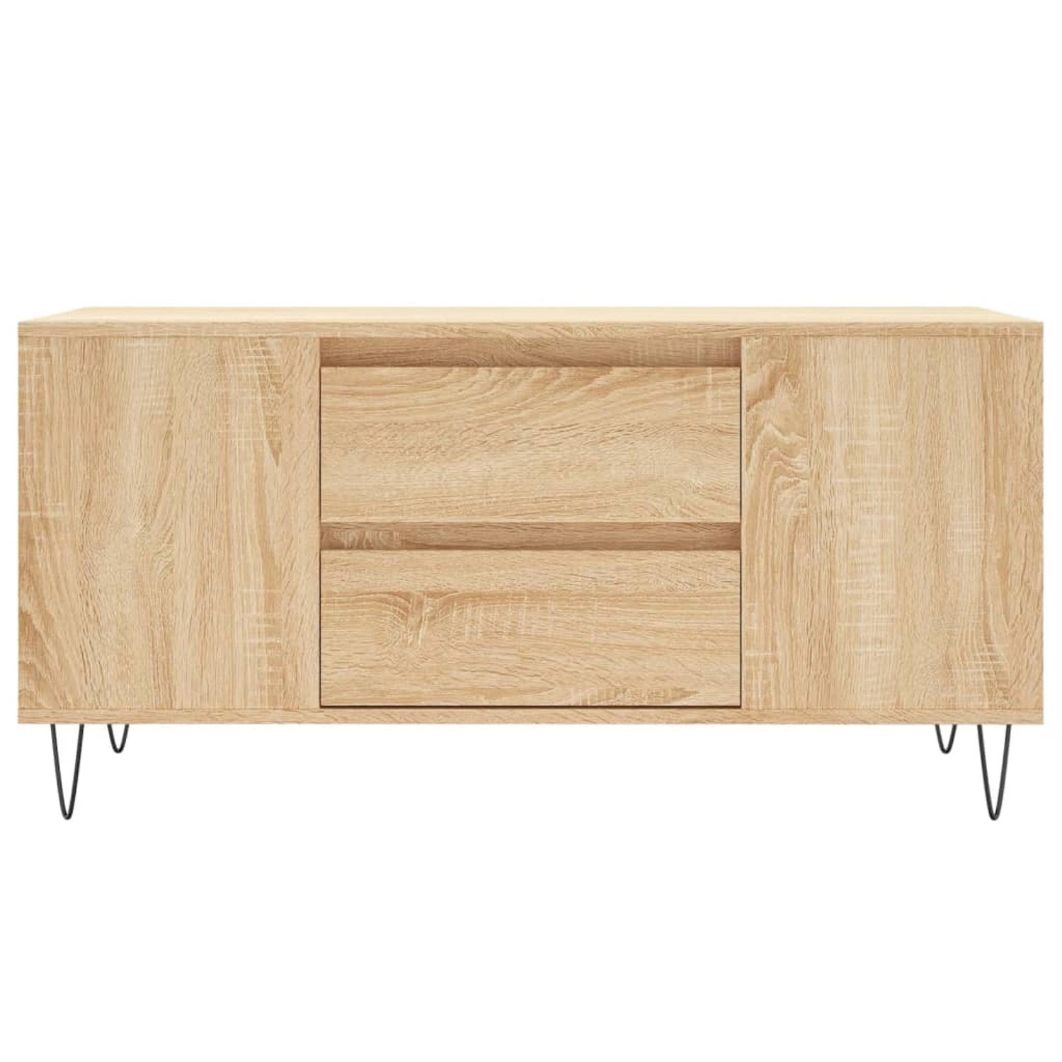 vidaXL Couchtisch Sonoma-Eiche mit Schubladen und Metallbeinen.