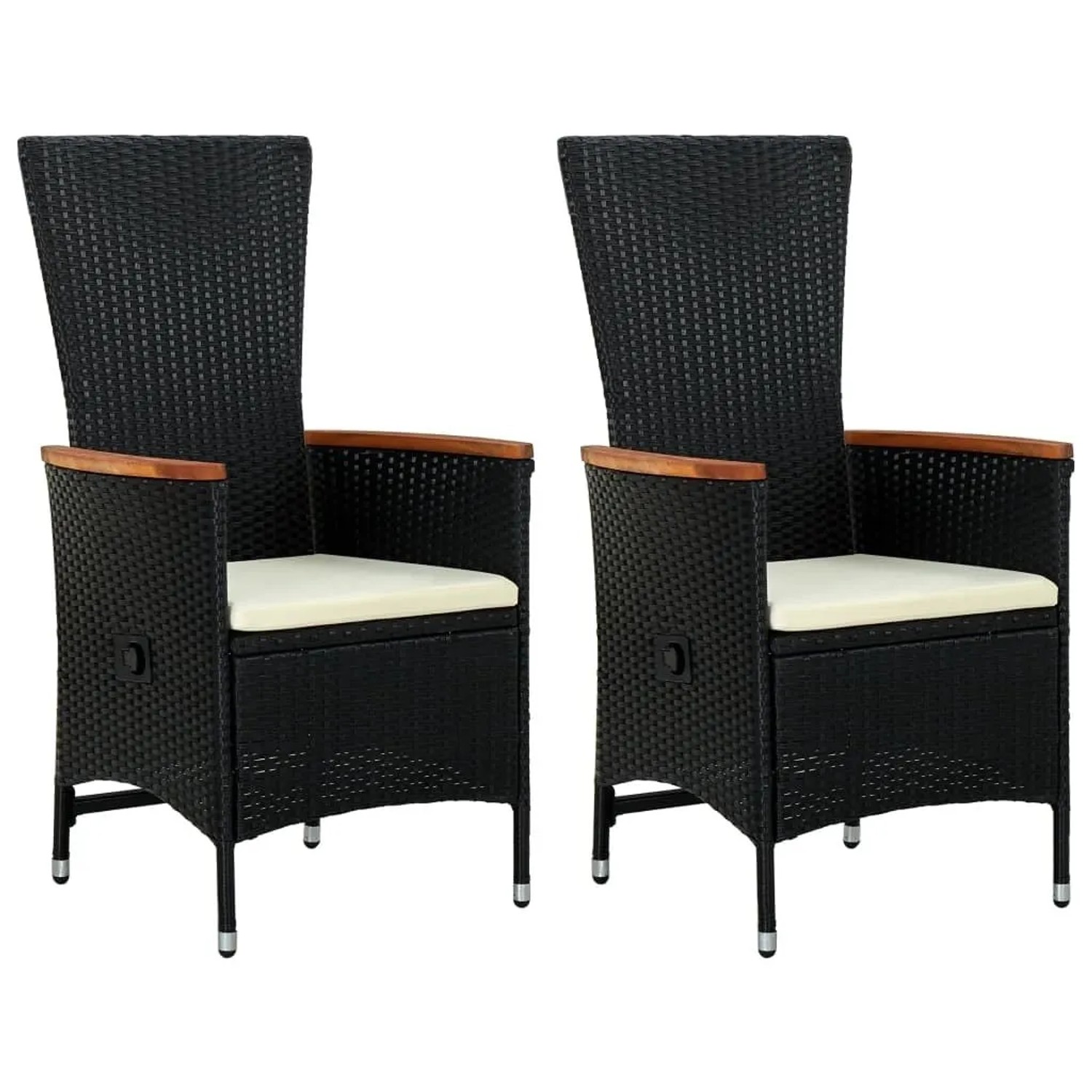 Furnicato Gartenstühle 2er Set Poly Rattan Schwarz Mit Polstern 58x62x108 Cm