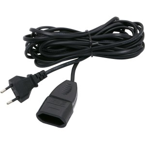 Schwarzes Euro Verlängerungskabel, 5 m lang, für den Innenbereich mit Kinderschutz.