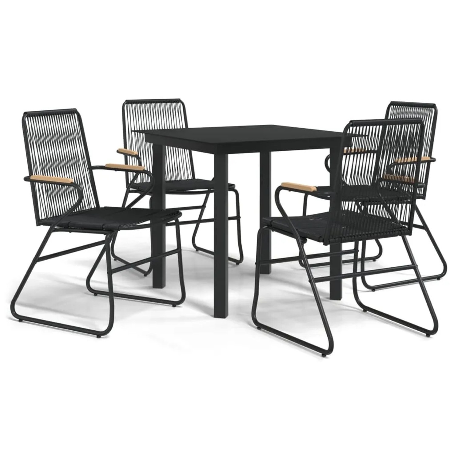 vidaXL 5-Tlg Garten-Essgruppe Schwarz PVC Rattan 3060274