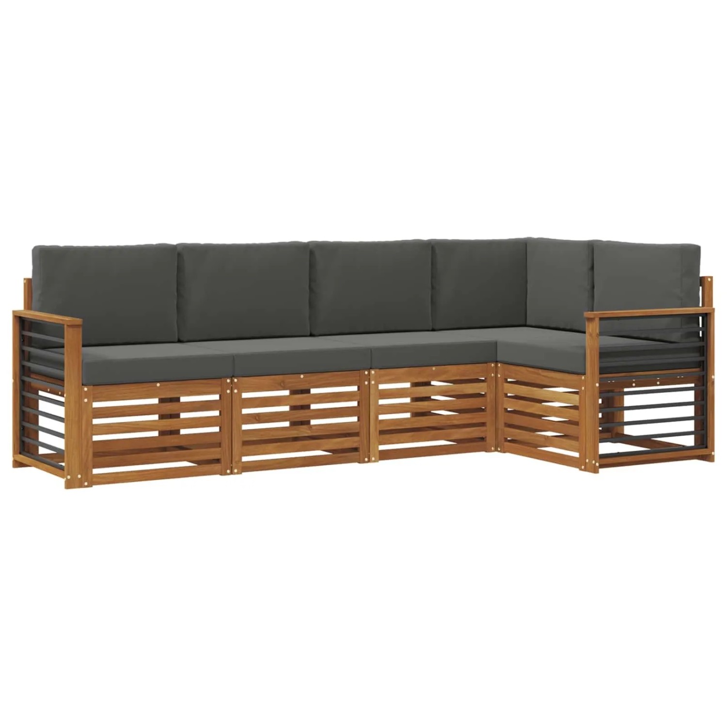 vidaXL Sofagarnituren 5 Tlg Natur und Anthrazit Massivholz Akazie 3374822