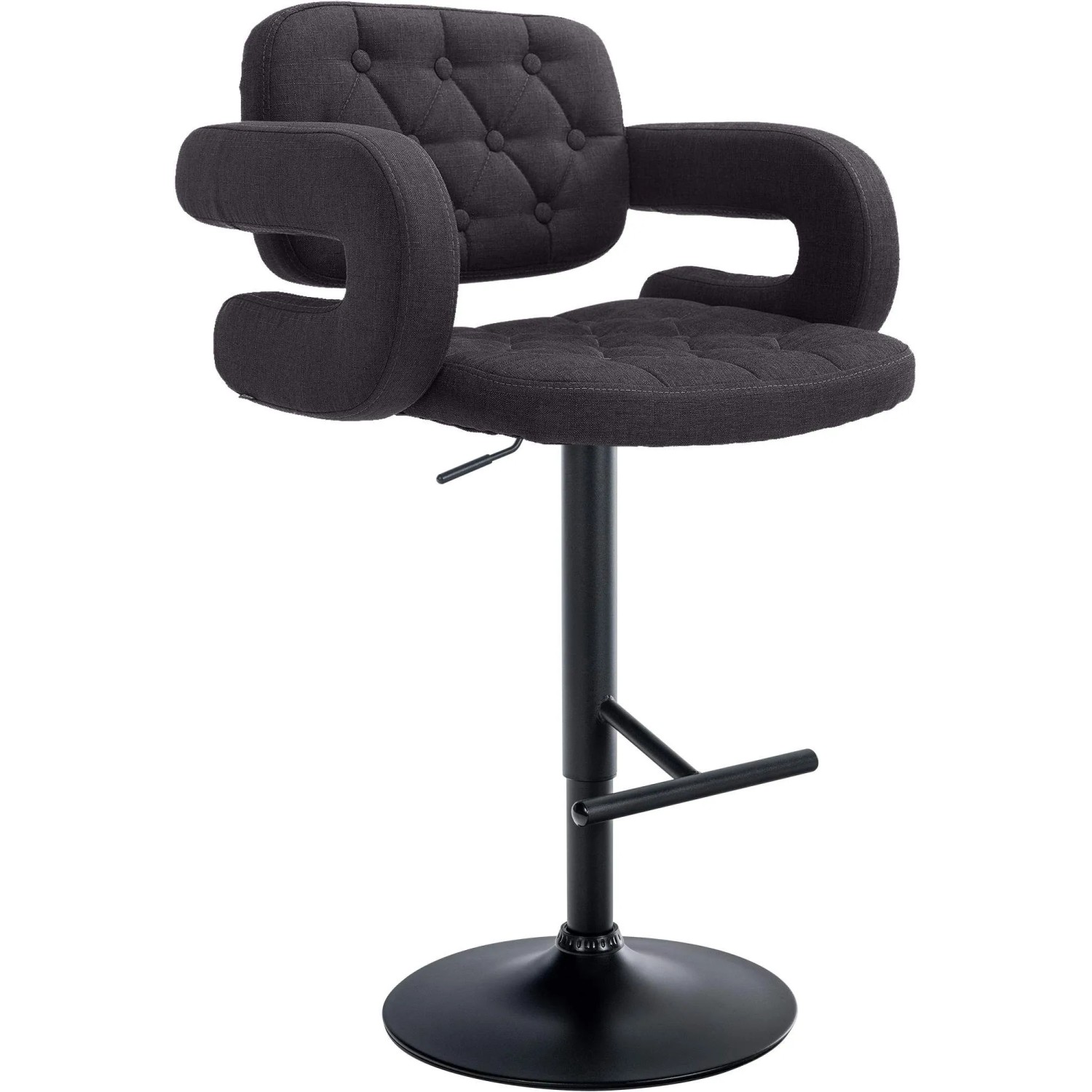 CLP Barhocker Dublin Stoff Schwarz/Schwarz