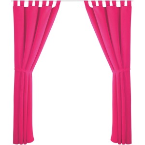 2er Set Dekoschals in Pink mit Schlaufen, Raffhaltern und Haken, geeignet für Gardinenstangen.
