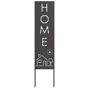 Schwarzer vidaXL Garten Sichtschutz mit "HOME" Schriftzug und Hausmotiv, 32x140 cm.