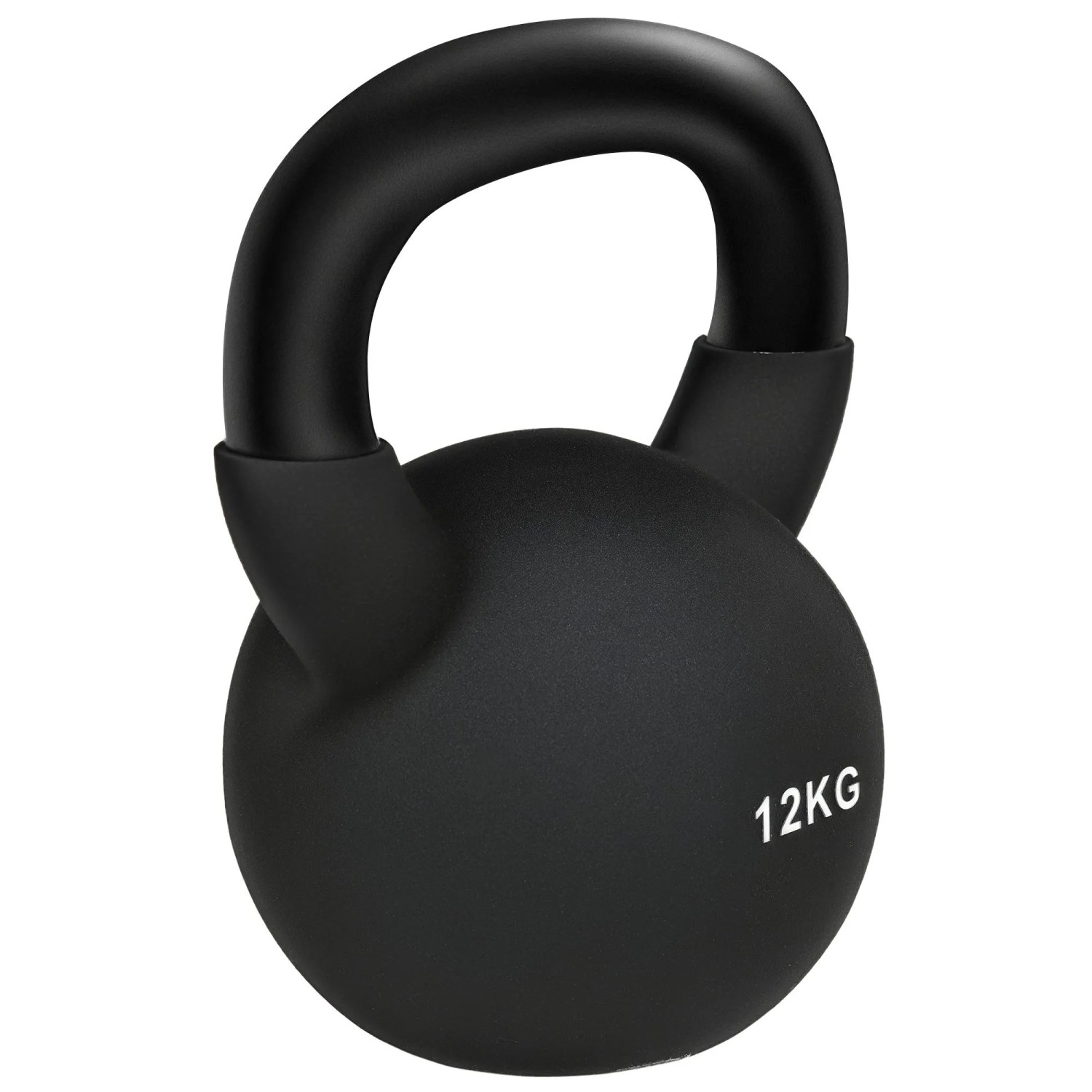 HOMCOM Kugelhantel 12 KG Kettlebell Eisen Gummi Schwarz 20L x 13B x 23H cm