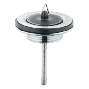 Sturotec Ablaufventil mit Stopfen, Edelstahl poliert, für Waschbecken und Spülen.