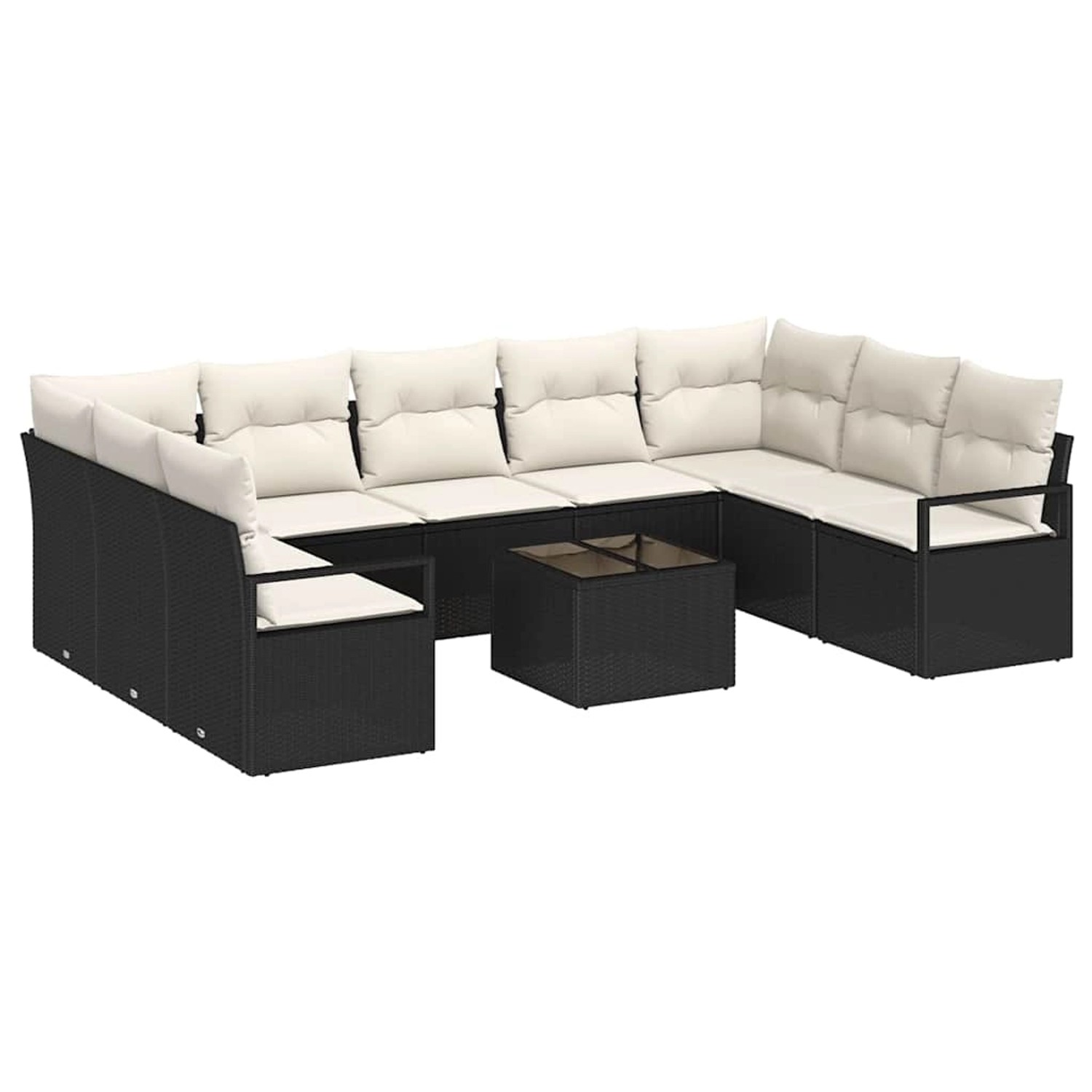 vidaXL Garten-Sofa-Set 10-Tlg Schwarz Poly Rattan 3346547 günstig online kaufen