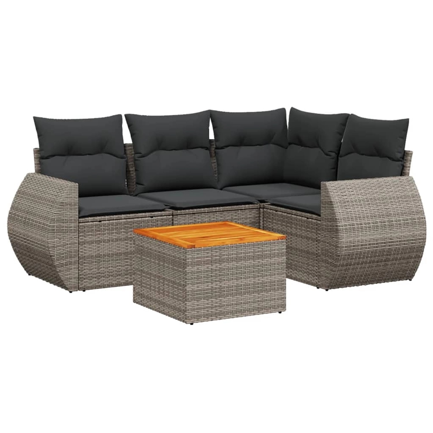 vidaXL 5-tlg Garten-Sofagarnitur mit Kissen Grau Poly Rattan Modell 52 günstig online kaufen