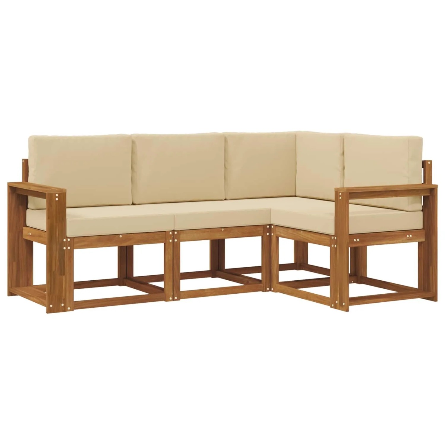 vidaXL Outdoor-Sofagarnitur mit Kissen 4 Stk Natur und Beige 3366331