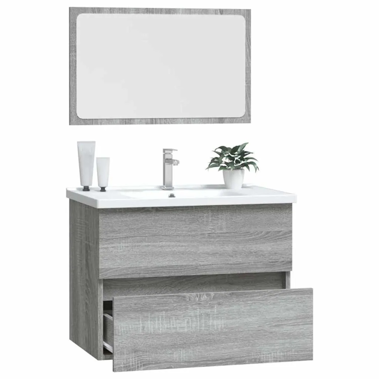 vidaXL 2-Tlg Badmöbel-Set Grau Sonoma Holzwerkstoff 815736_5