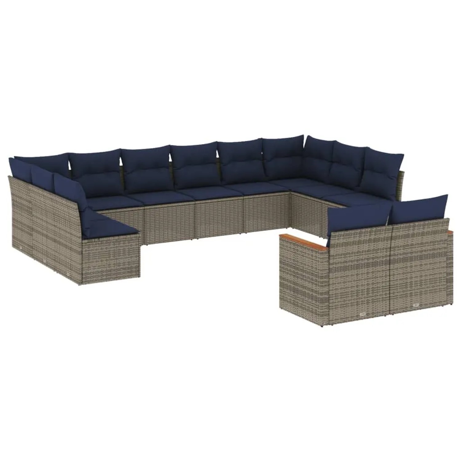 vidaXL 12-Tlg Gartensofa-Set mit Kissen Grau Polyrattan 3226446 günstig online kaufen
