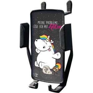 OkCars Smartphonehalter mit Pummeleinhorn und Glitzer für die Innenausstattung.