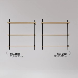 Ar Shelving Deco Set: Zwei Wandregale mit Holzablagen und schwarzem Stahlgestell.