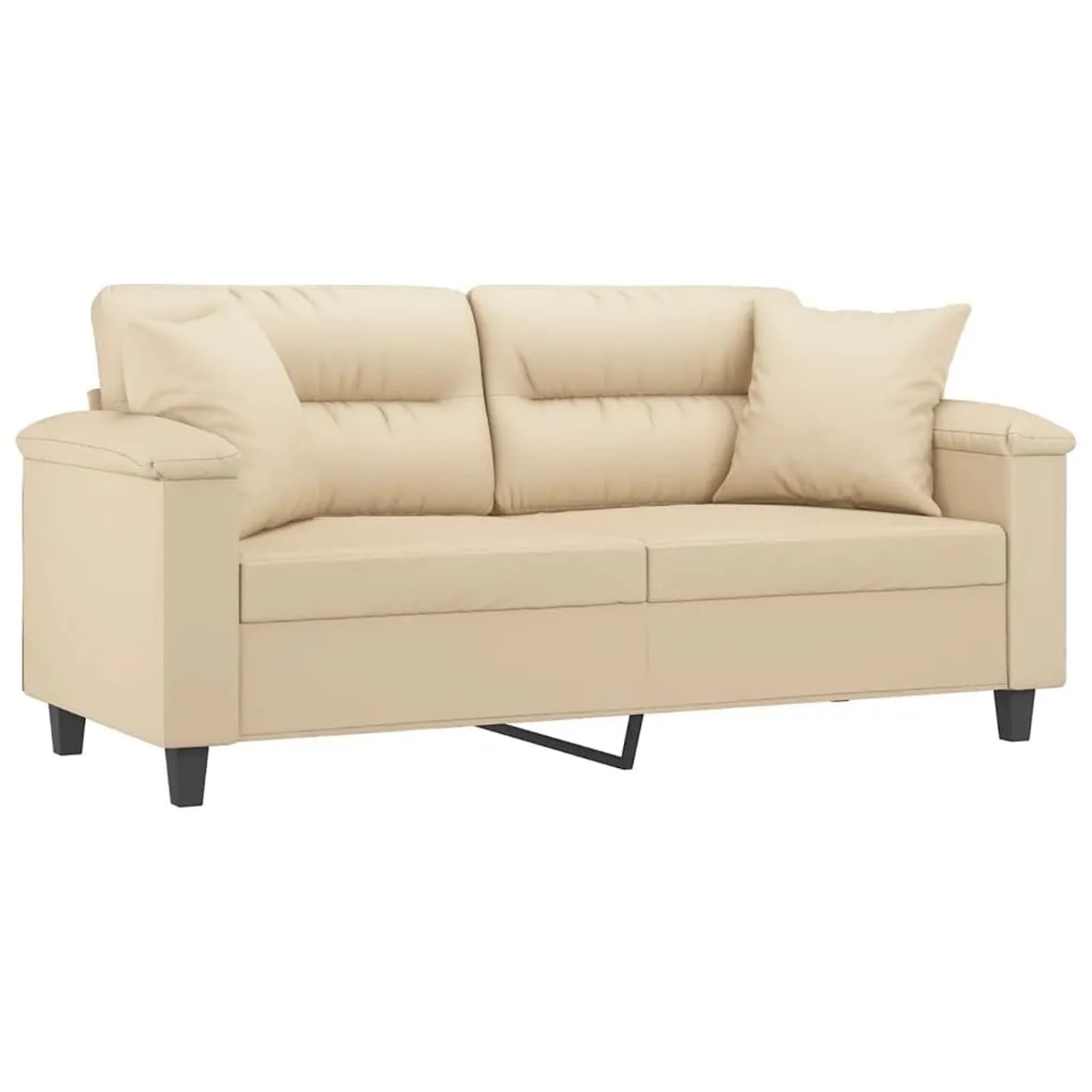 vidaXL 2-Sitzer-Sofa mit Kissen Creme 140 cm Mikrofasergewebe 3200975