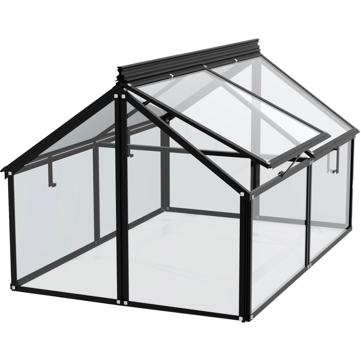 Vitavia Frühbeet Gaia Jumbo ESG 4 mm Schwarz B 83 cm x T 119 cm x H 72 cm