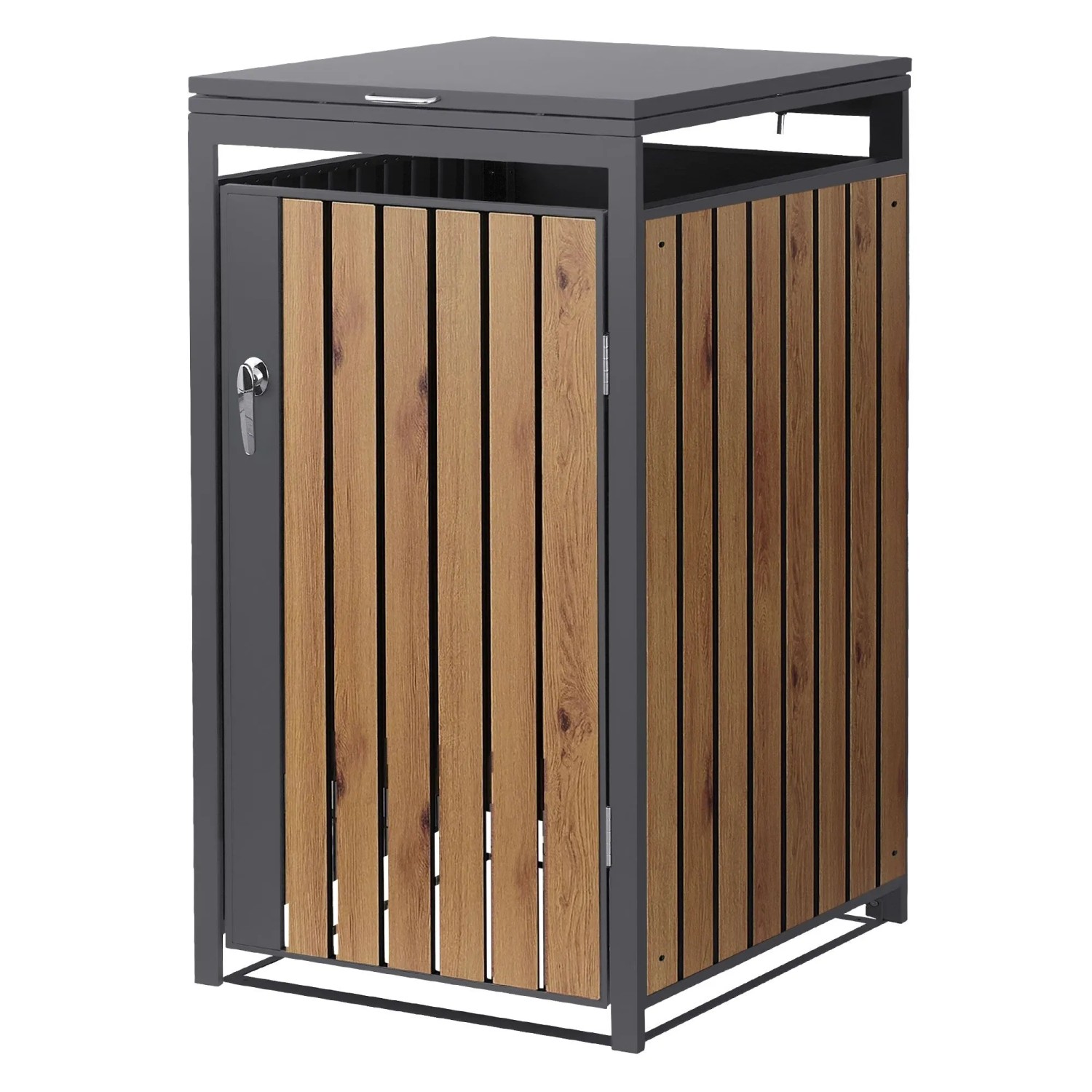 Ml-Design Mülltonnenbox 1Er 240L 68x80x120 cm Anthrazit-Holzoptik