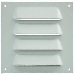 Weißes, eckiges Marley Möbelgitter 70x70 mm aus Metall für Lüftungssysteme.