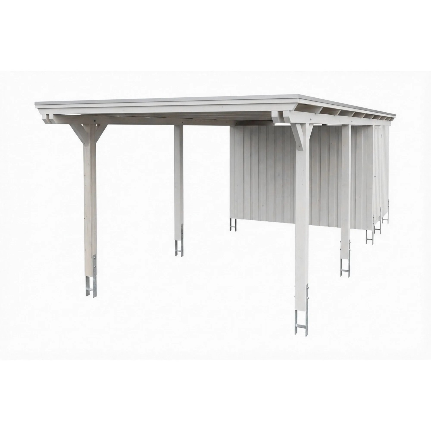 Skan Holz Carport Emsland Stahl-Dachplatten mit Abstellraum 340 cm x 846 cm Weiß