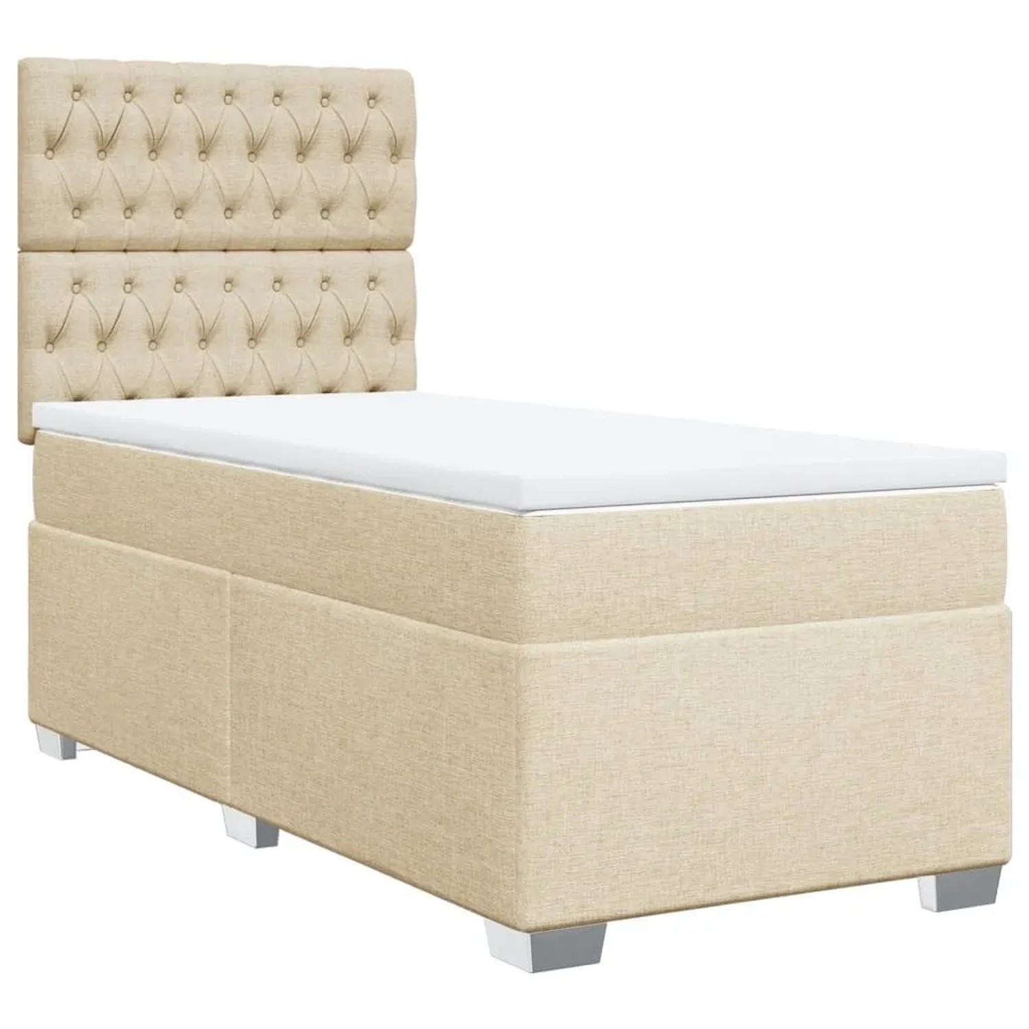 vidaXL Boxspringbett mit Matratze Creme 90x190 cm Stoff 3292655
