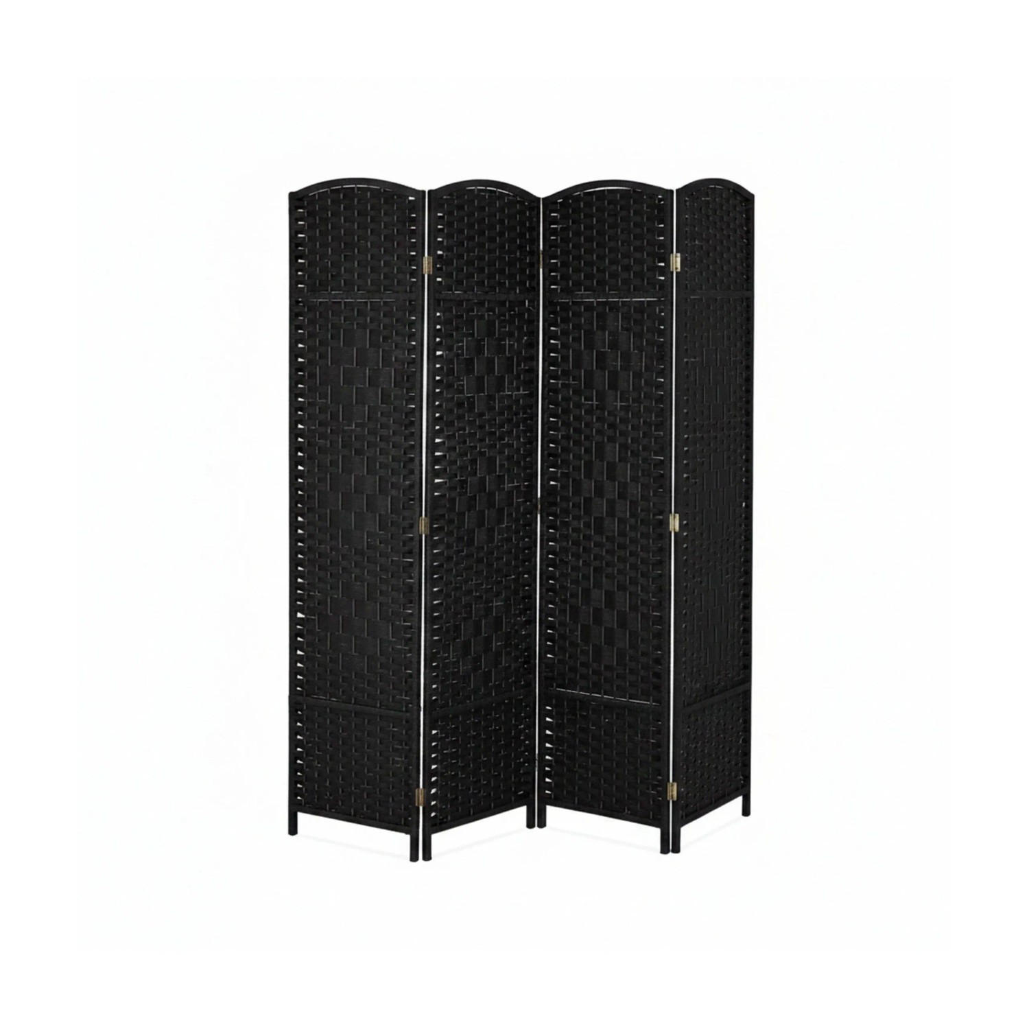Relaxdays Paravent Holz Papierseil Schwarz Vierteilig Zusammenfaltbar 170 cm x 160 cm x 2 cm 4,3 kg