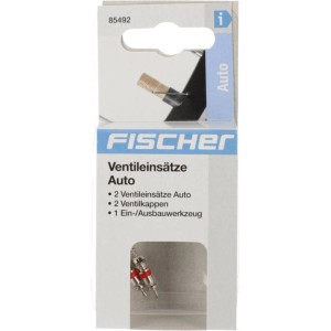 Fischer Ventil-Set Auto, 5-teilig: Ventileinsätze, Kappen und Werkzeug für Autoventile.