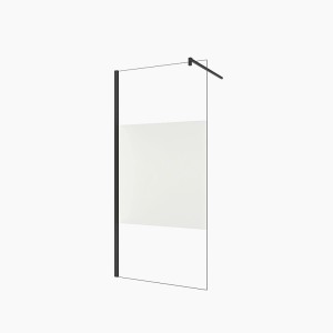 Schwarzes Wandprofil mit Stabilisierungsstange für Duschwand, 6-10mm Glasstärke.
