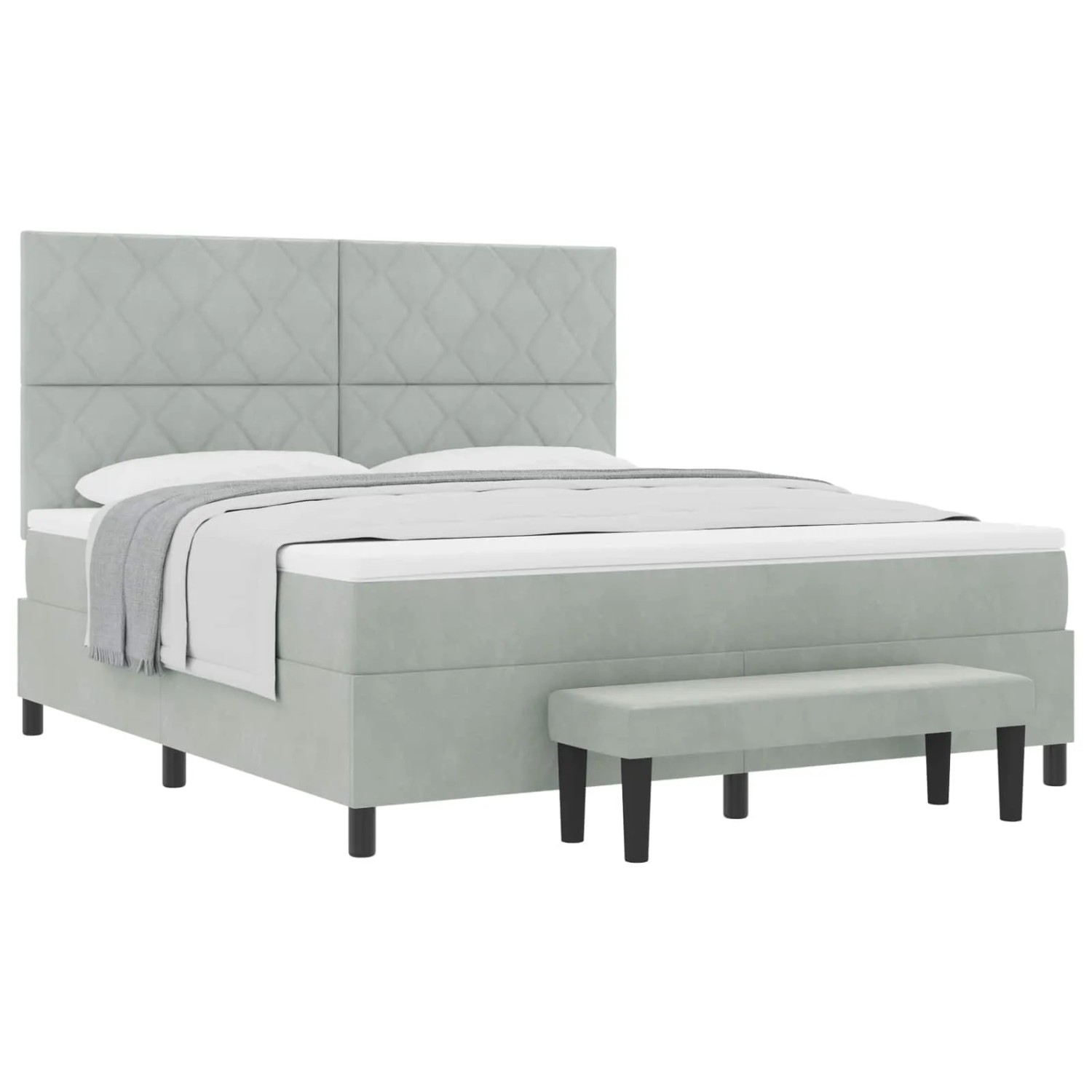 vidaXL Boxspringbett mit Matratze Hellgrau 180 x 200 cm Samt 3344594