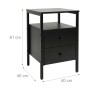 Relaxdays Nachttisch MDF Stahl Schwarz mit 2 Schubladen Höhenverstellbar 61 cm x 40 cm x 40 cm_4