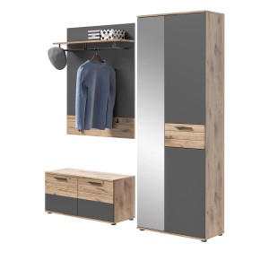 Inn.Furn Garderoben-Set Eiche Grau 3-teilig 175 cm mit Soft-Close Tomaso