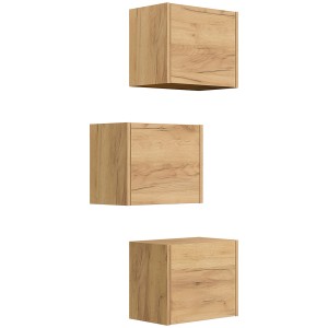 Posseik Badschrank-Set Limes, 3 Eiche Gold Boxen zur variablen Montage als Bad-Einbauschrank.