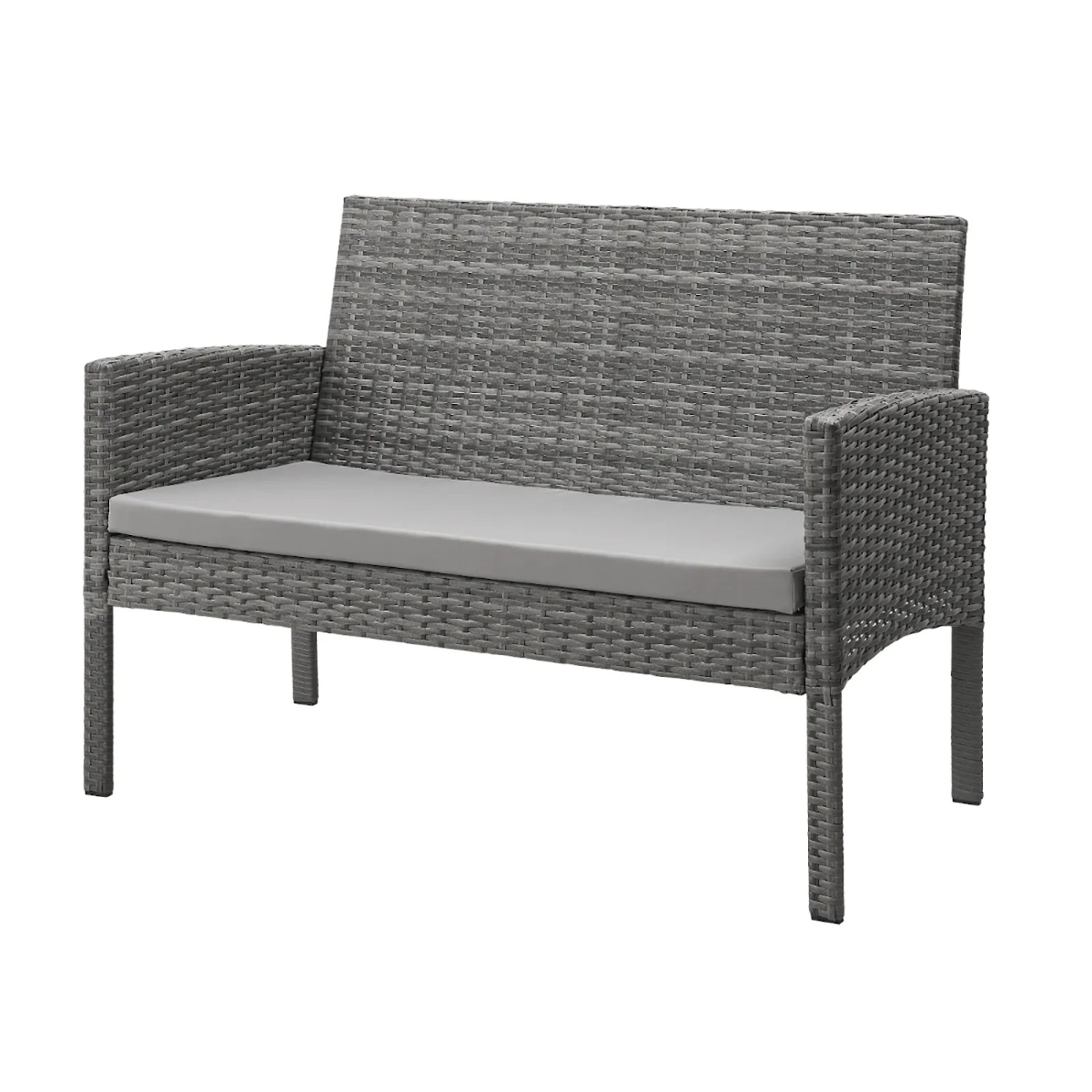 Graues Svita Brooklyn XL Gartenmöbel 2er Sofa aus Rattan mit Sitzkissen.