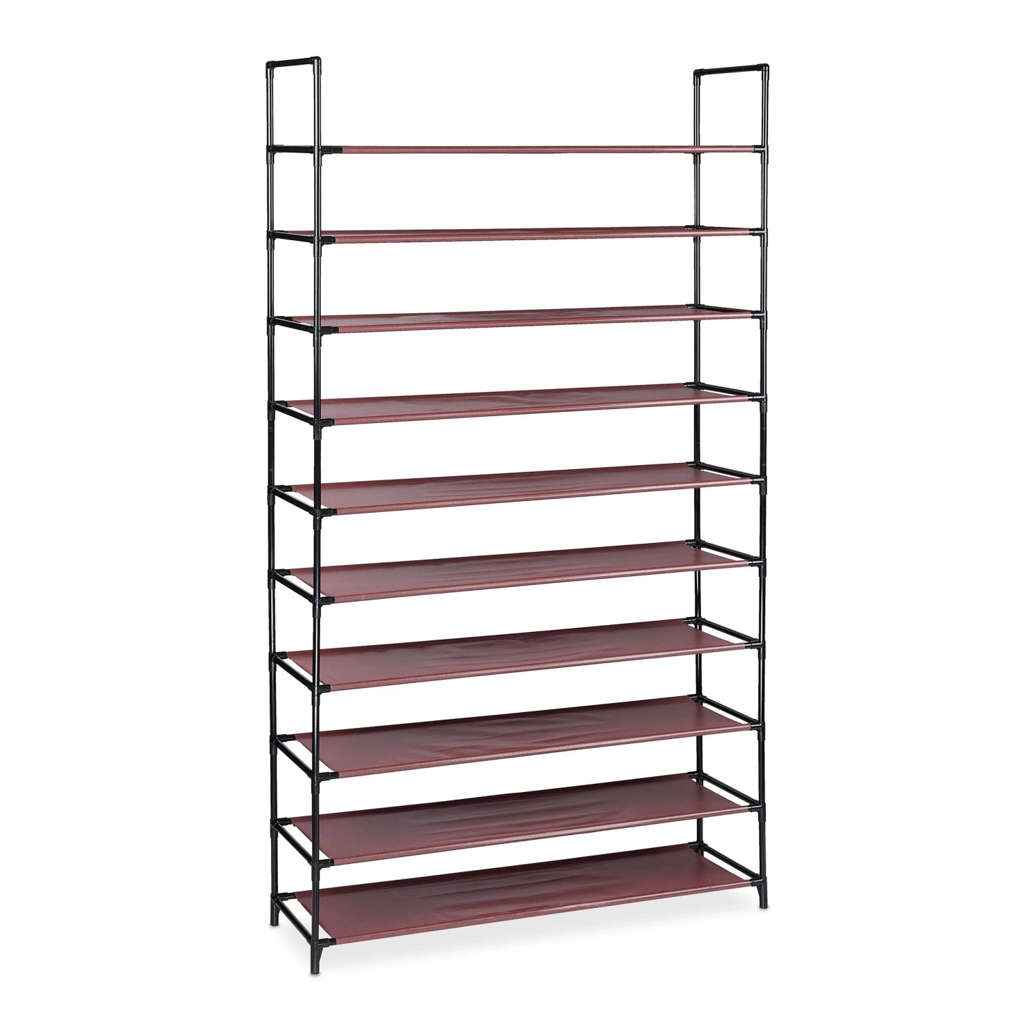 Relaxdays Schuhregal Stecksystem Metall Bordeaux Höhenverstellbar 176,5 cm x 99 cm x 29,5 cm 2,8 kg