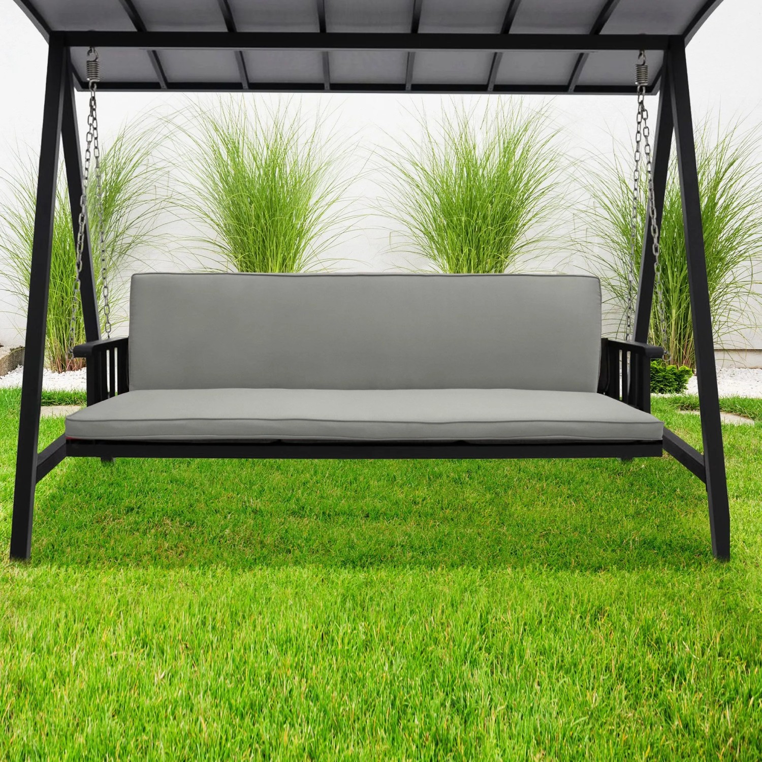 Beautissu Loft HS Hollywoodschaukelauflage in Hellgrau. Bequemes Sitz- und Rückenpolster für Gartenschaukeln.