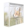 Weißer Banjado Briefkasten mit Fuchs-Motiv, inkl. Montagematerial und Namensschild.