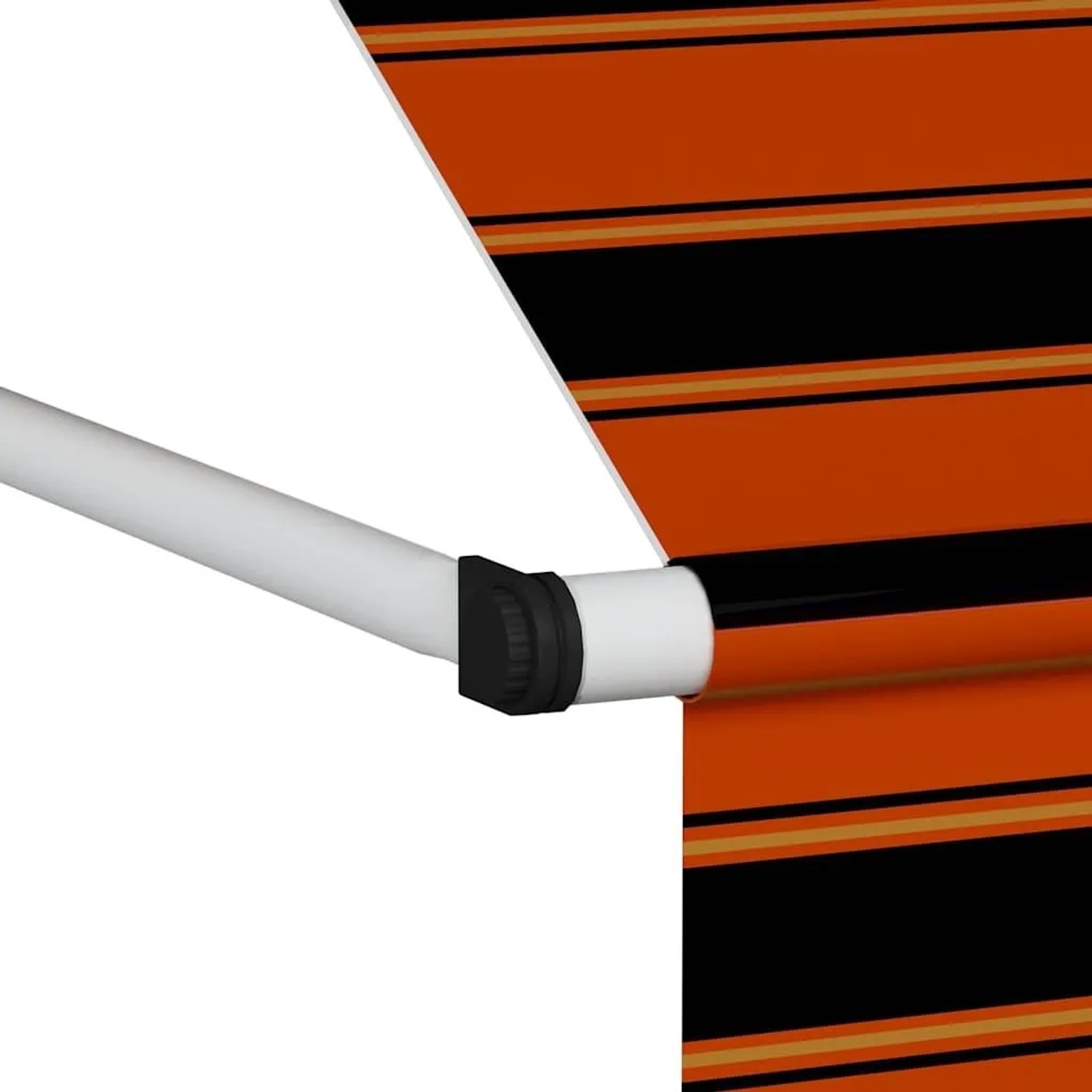 vidaXL Einziehbare Markise, orange-braun gestreift, mit Handkurbel und Stahlrahmen.